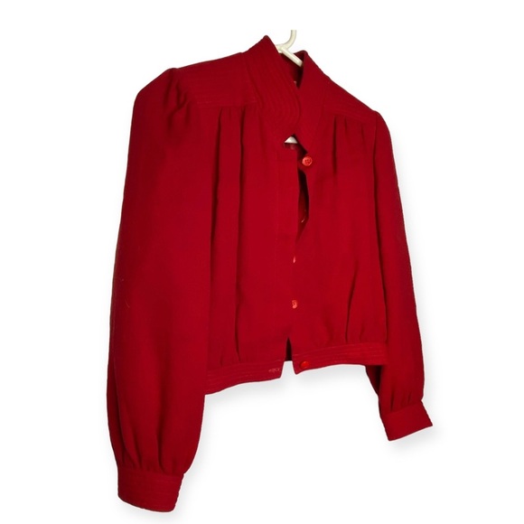 Vintage Adolph Schman for Lilli Ann Bolero jacket cap sleeve mod retro S red - Picture 1 of 7